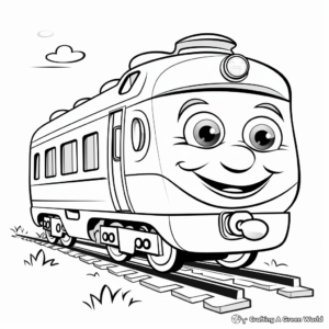 Cute Cartoon Train Coloring Pages for Kids 1