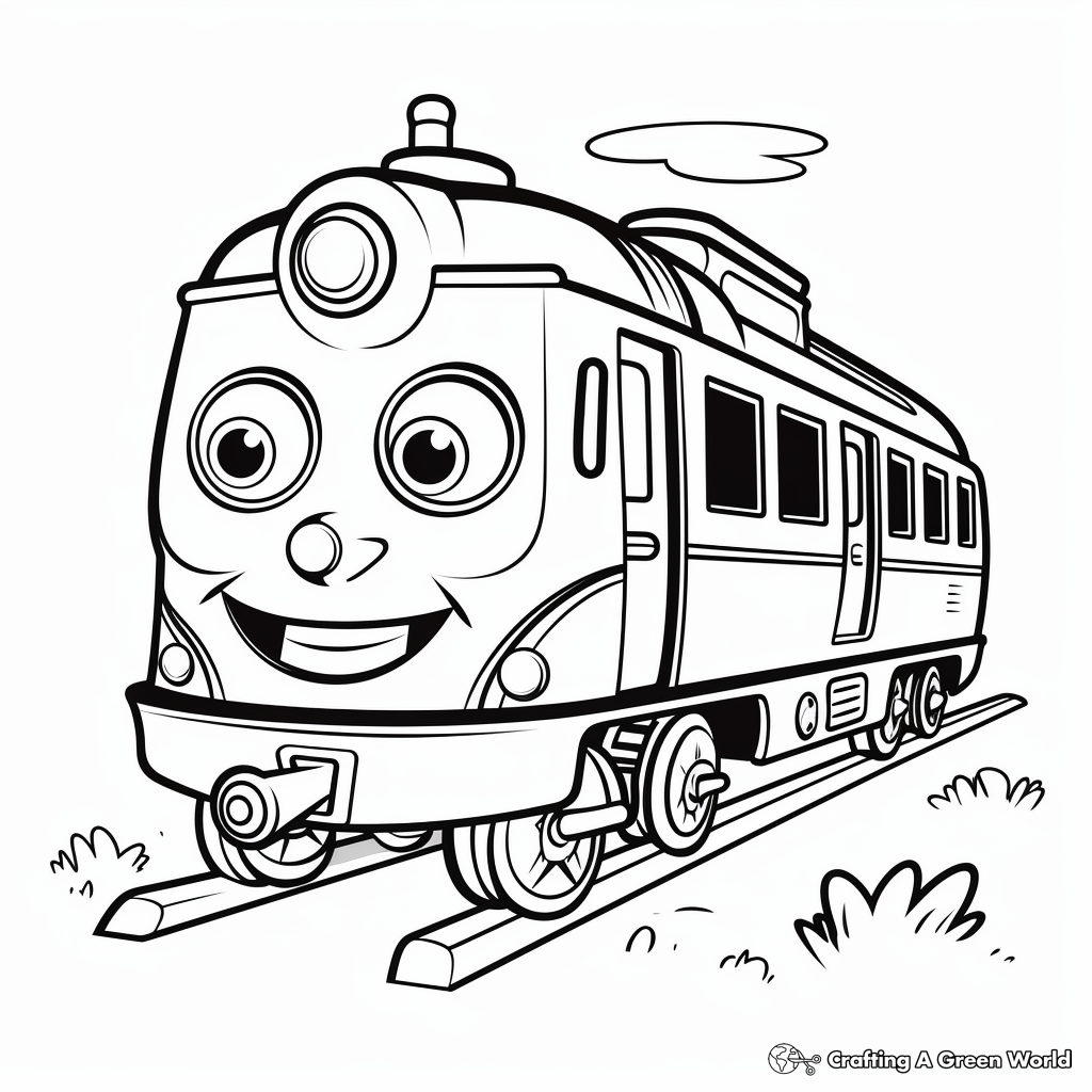 Cute Cartoon Train Coloring Pages for Kids 4