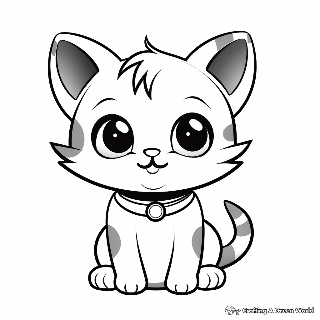 Cute Cat Kid Coloring Pages 1