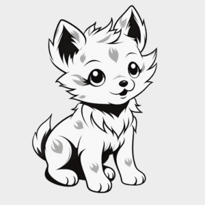 Cute Chibi Anime Wolf Pup Coloring Pages 1