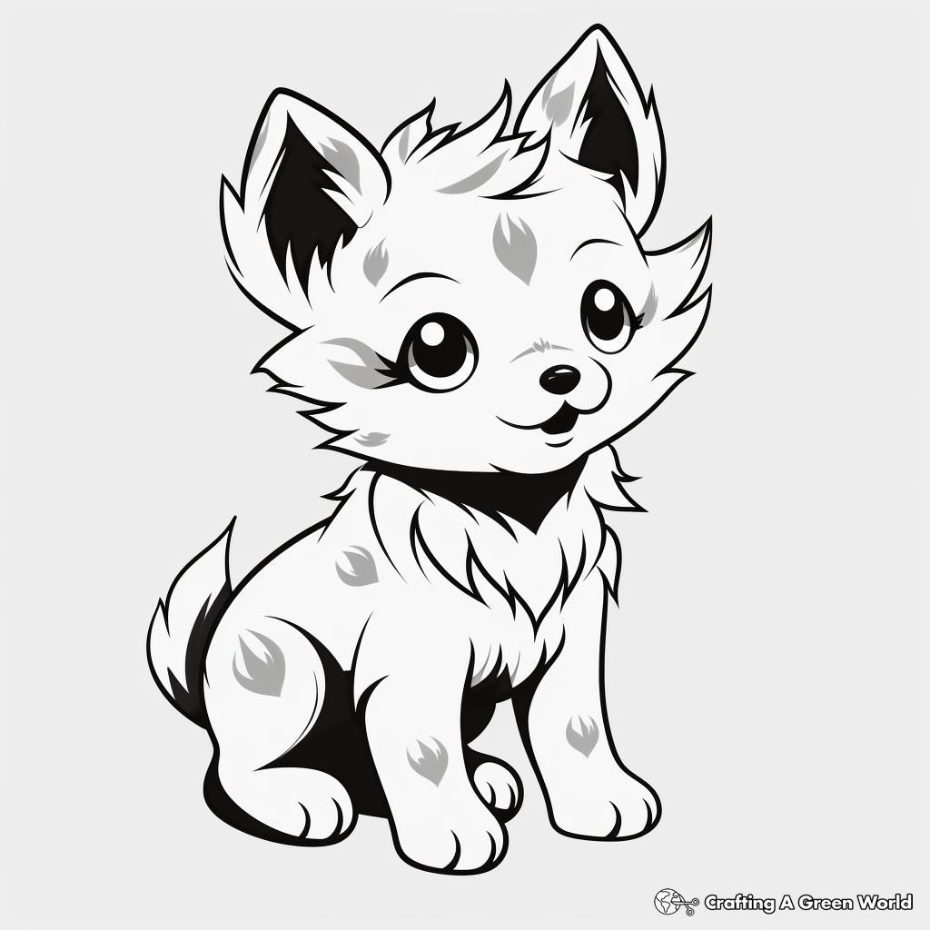 Cute Chibi Anime Wolf Pup Coloring Pages 1