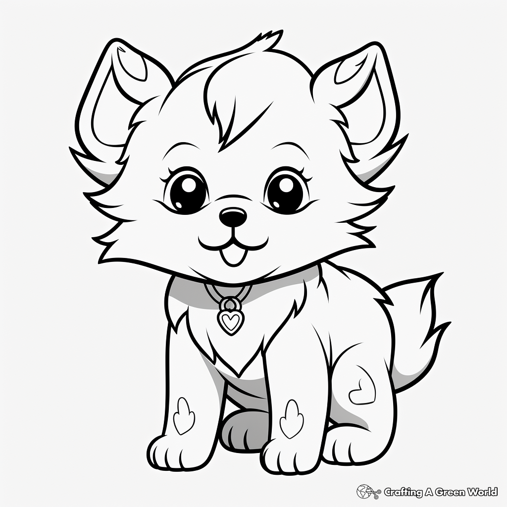 Cute Chibi Anime Wolf Pup Coloring Pages 2
