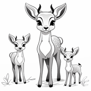 Cute Deer Trio - Mother, Father, and Fawn Coloring Pages 1