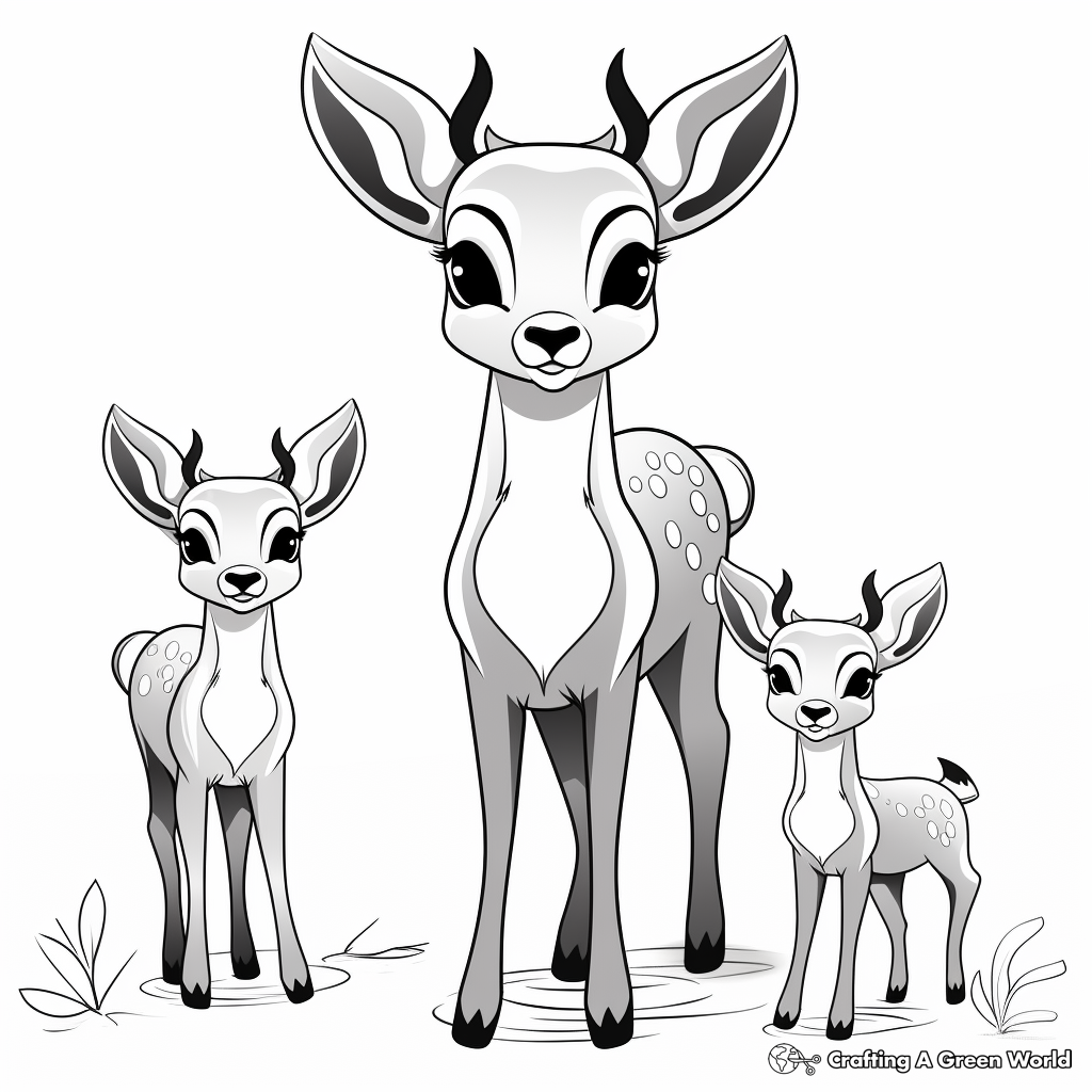 Cute Deer Trio - Mother, Father, and Fawn Coloring Pages 1