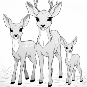 Cute Deer Trio - Mother, Father, and Fawn Coloring Pages 3