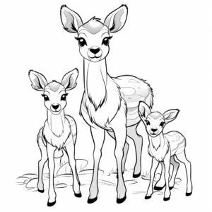 Cute Deer Trio - Mother, Father, and Fawn Coloring Pages 4