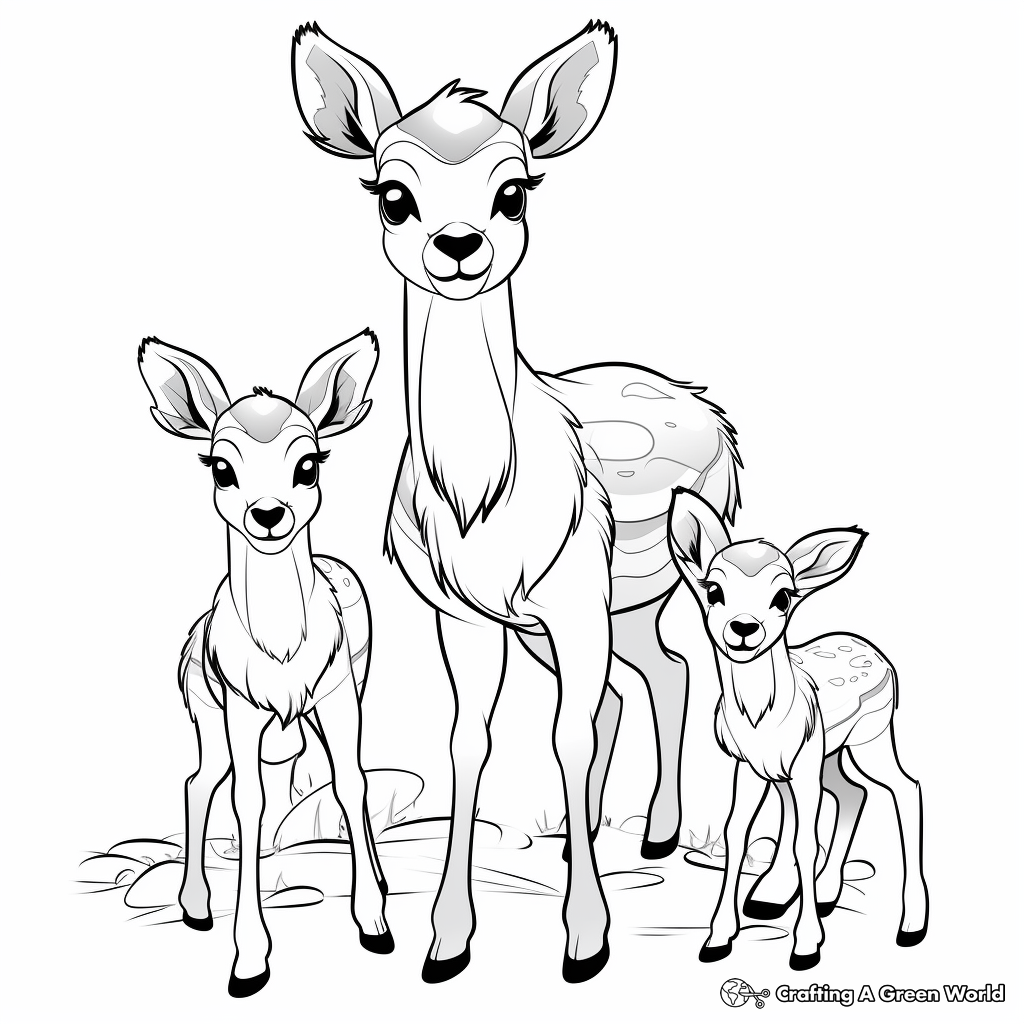 Cute Deer Trio - Mother, Father, and Fawn Coloring Pages 2