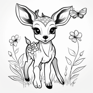 Cute Deer with Flowers Coloring Pages 3