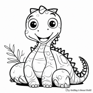 Cute Diplodocus Dinosaur Cuddling Coloring Pages 2