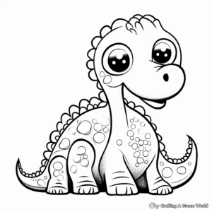Cute Diplodocus Dinosaur Cuddling Coloring Pages 3