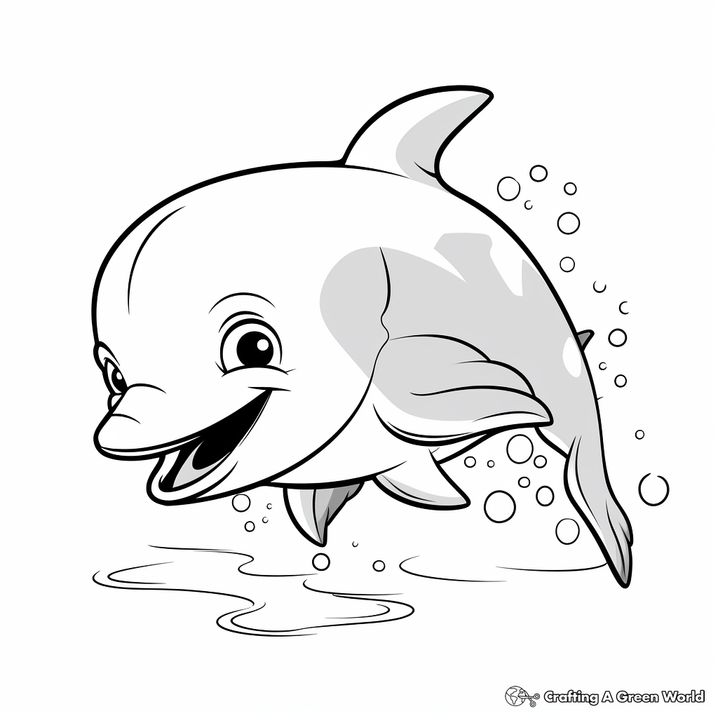 Cute Dolphin Coloring Pages for Kids 3
