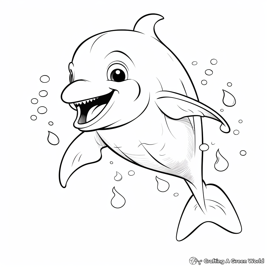 Cute Dolphin Coloring Pages for Kids 4