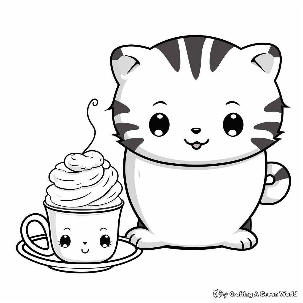 Cute Donut and Coffee Duo Coloring Pages 3