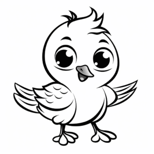 Cute Dove Cartoon Characters Coloring Pages 1