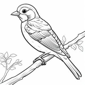 Cute Downy Woodpecker Coloring Sheets for Kids 3