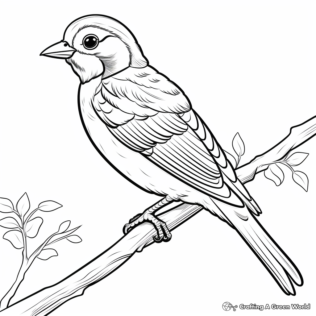 Cute Downy Woodpecker Coloring Sheets for Kids 3