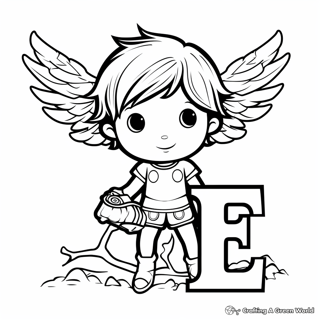Cute E for Elf Coloring Pages for Kids 4