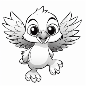 Cute Eagle Chick Mid-flight Coloring Pages for Children 2