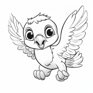 Cute Eagle Chick Mid-flight Coloring Pages for Children 3