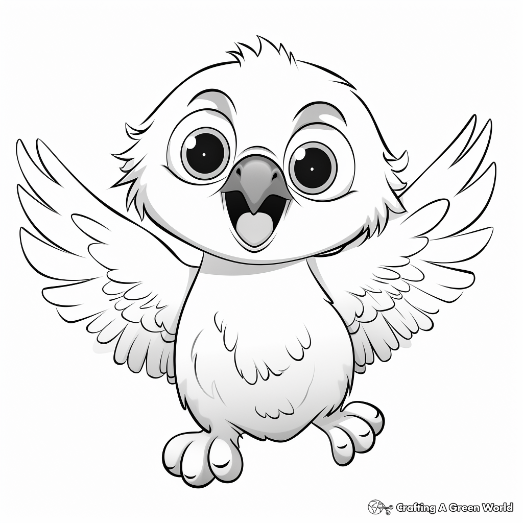 Cute Eagle Chick Mid-flight Coloring Pages for Children 4