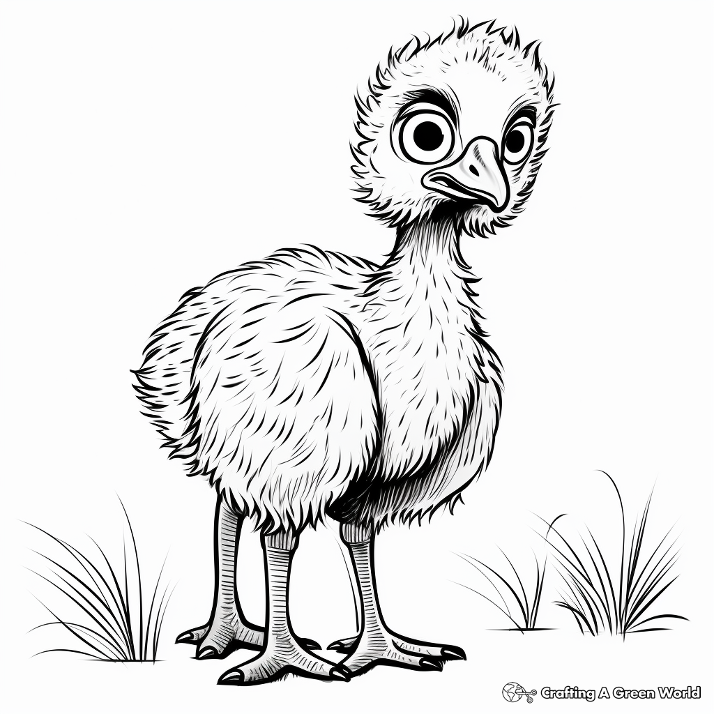 Cute Emu Chick Coloring Pages 3