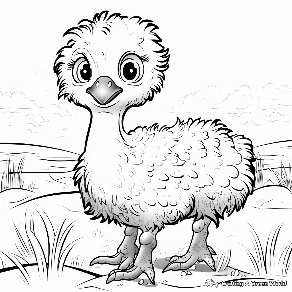 Cute Emu Chick Coloring Pages 4