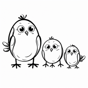 Cute Family of Birds Coloring Pages for Kids 2