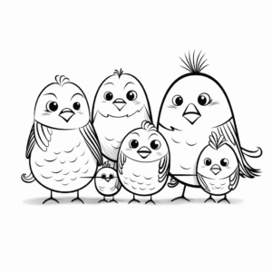 Cute Family of Birds Coloring Pages for Kids 3