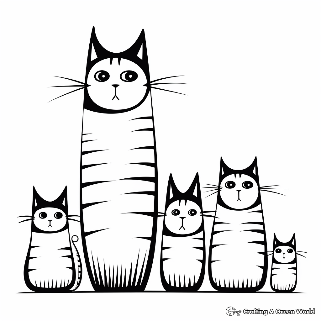 Cute Family of Striped Cats Coloring Pages 2