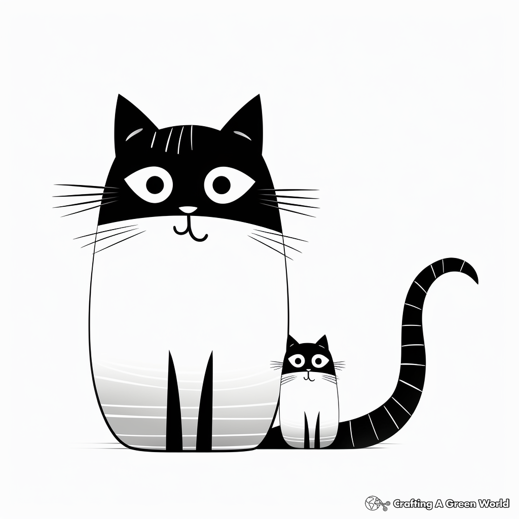 Cute Family of Striped Cats Coloring Pages 4
