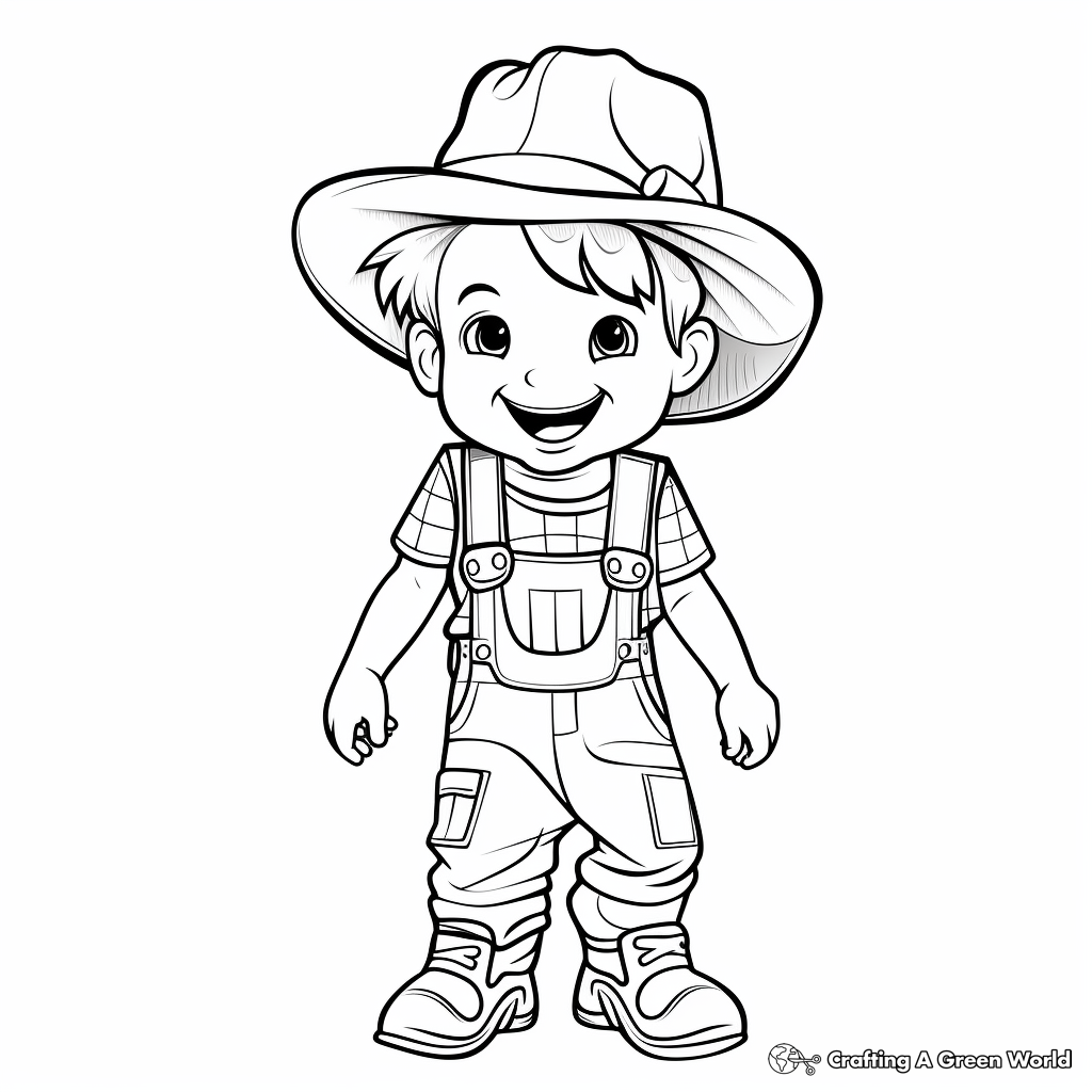 Cute Farmer Overalls Coloring Pages 3