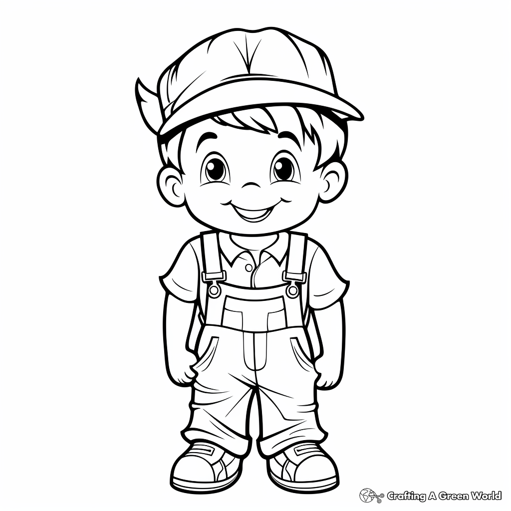 Cute Farmer Overalls Coloring Pages 4
