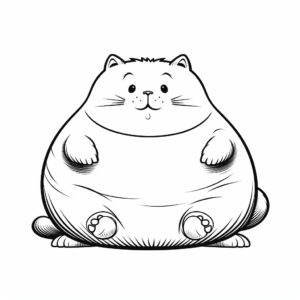 Cute Fat Cat Coloring Pages 1