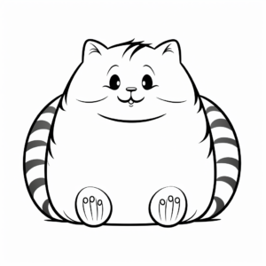 Cute Fat Cat Coloring Pages 3