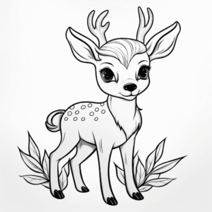 Cute Fawn with Antlers Coloring Pages 2