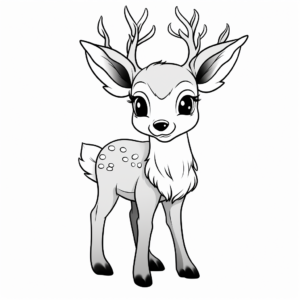 Cute Fawn with Antlers Coloring Pages 3