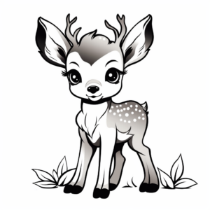 Cute Fawn with Antlers Coloring Pages 4