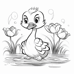 Cute Flamingo Coloring Pages with Flower Backgrounds 4