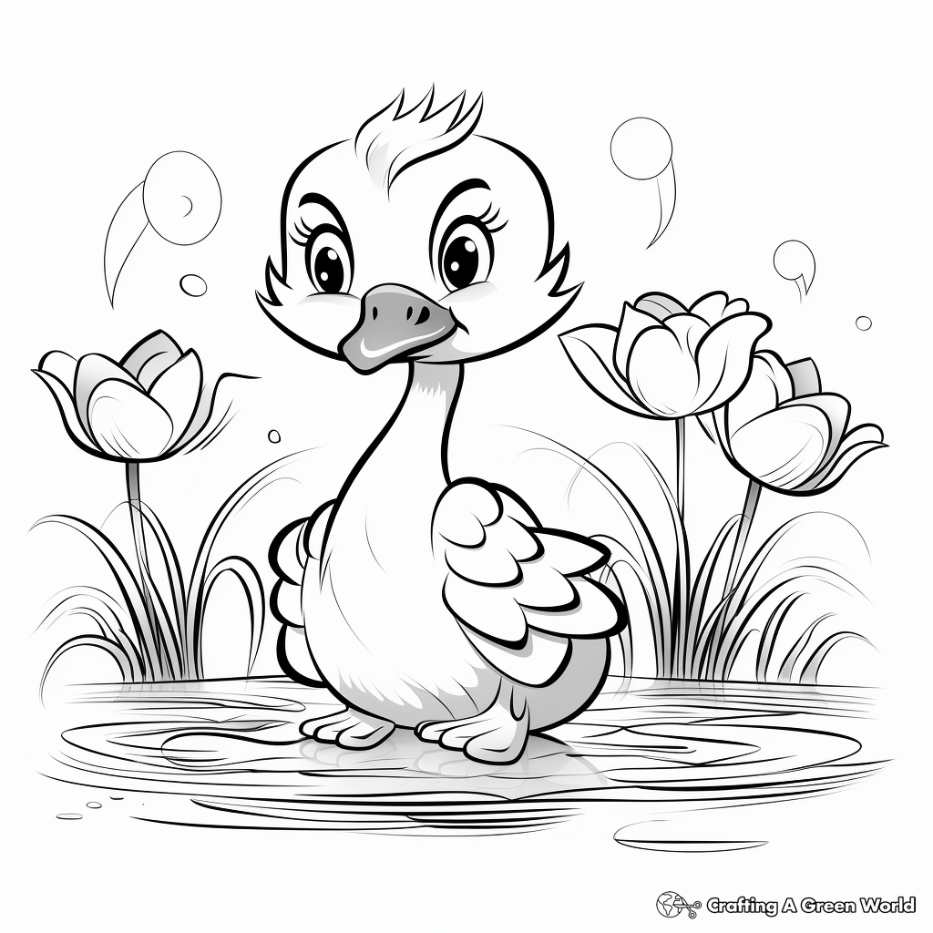 Cute Flamingo Coloring Pages with Flower Backgrounds 4