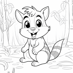 Cute Forest Chipmunk Coloring Pages 2
