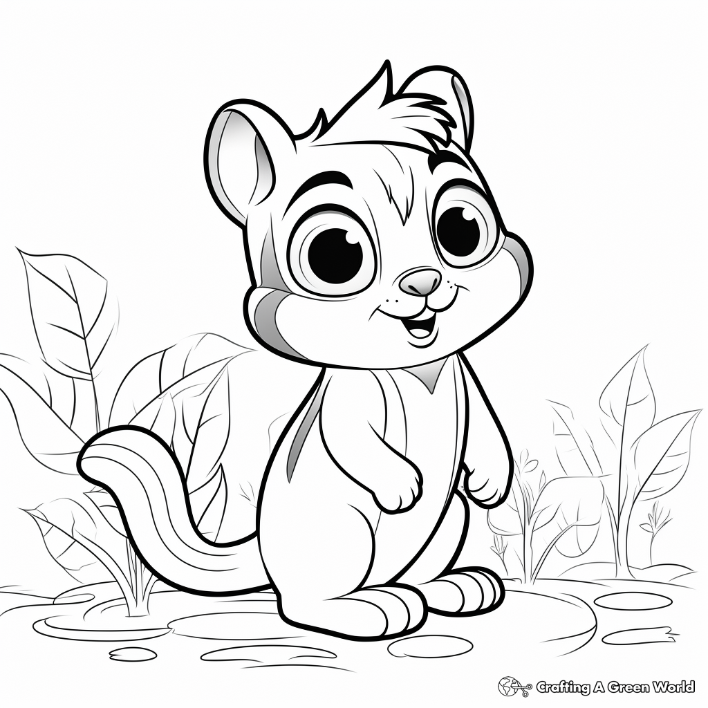 Cute Forest Chipmunk Coloring Pages 3