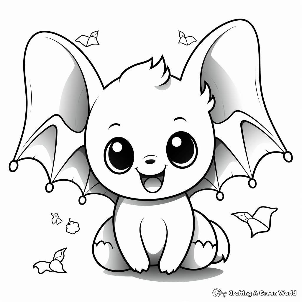 Cute Fruit Bat Coloring Pages 1