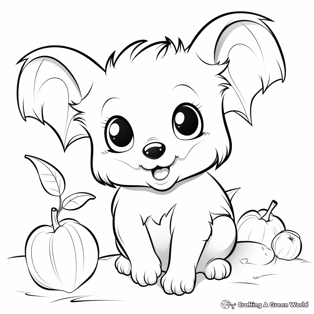 Cute Fruit Bat Coloring Pages 2