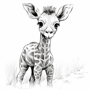 Cute Giraffe Cub Coloring Pages 2