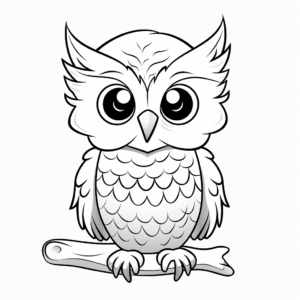 Cute Great Horned Owl Chick Coloring Pages 1