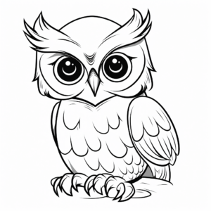 Cute Great Horned Owl Chick Coloring Pages 4