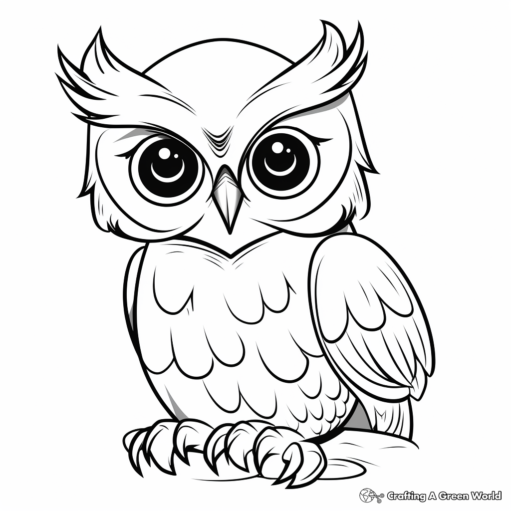 Cute Great Horned Owl Chick Coloring Pages 4