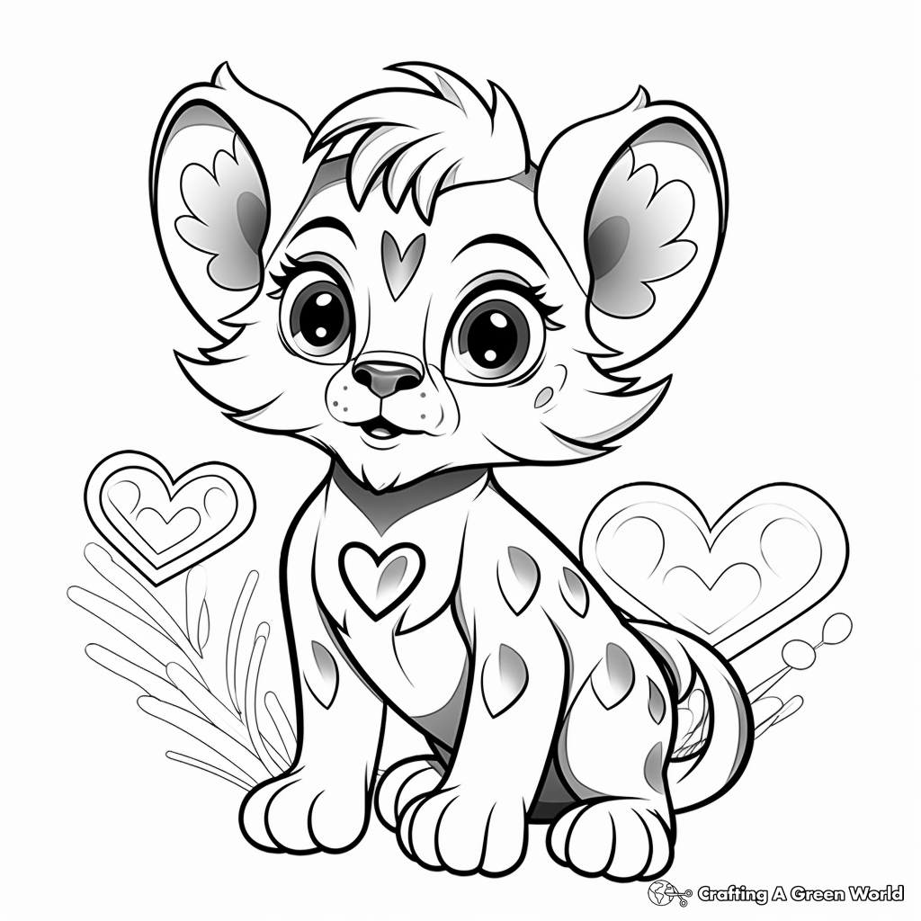 Cute Heart-Shaped Animal Coloring Pages 2