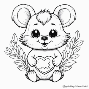 Cute Heart-Shaped Animal Coloring Pages 3