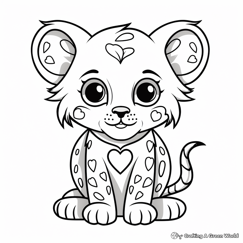 Cute Heart-Shaped Animal Coloring Pages 4